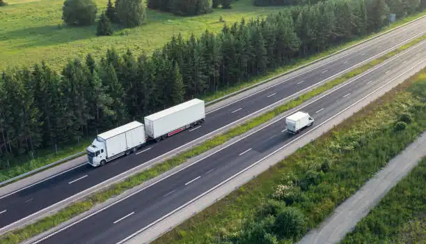 Trucks operating on the road